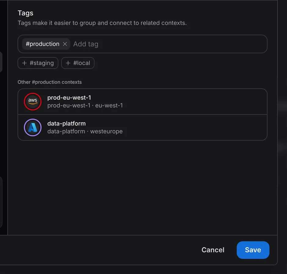 Context tagging in Aptakube