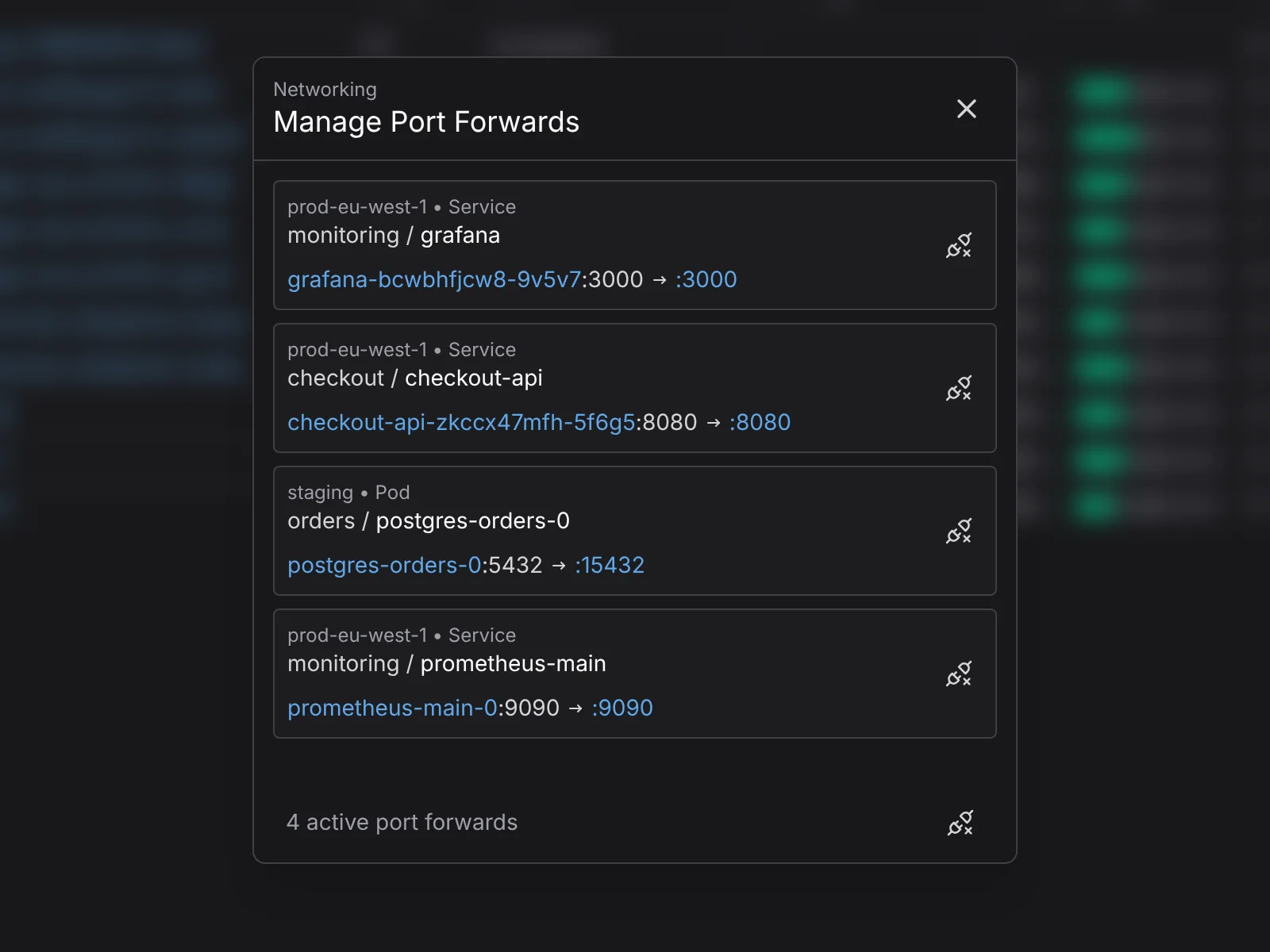 Port forwarding in Aptakube